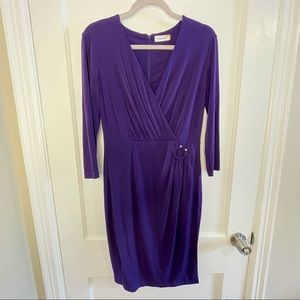 NWOT Calvin Klein Purple V-Neck Midi Dress Size 6